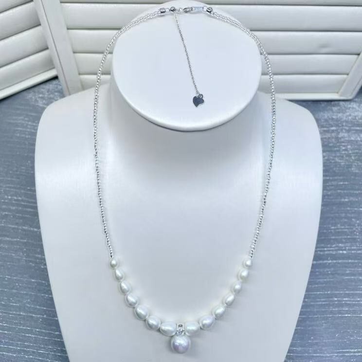 zc1629   S925淡水无核进口水晶仙女款微塔珍珠项链2.5/6/10mm