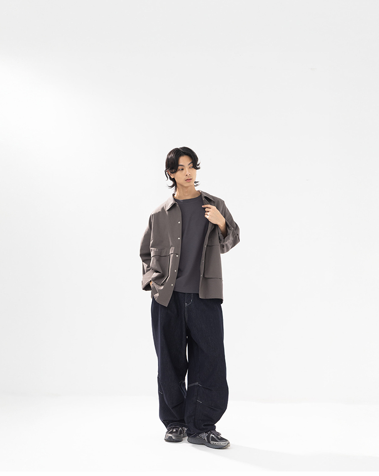 Men's Thick Wide Cropped Boxy Top - Dark Gray S-XL【01190316】in stock+pre-order