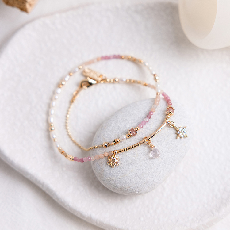 十月誕生石 • 洋蓍草 • 治癒 – 粉晶碧璽 – 手鍊