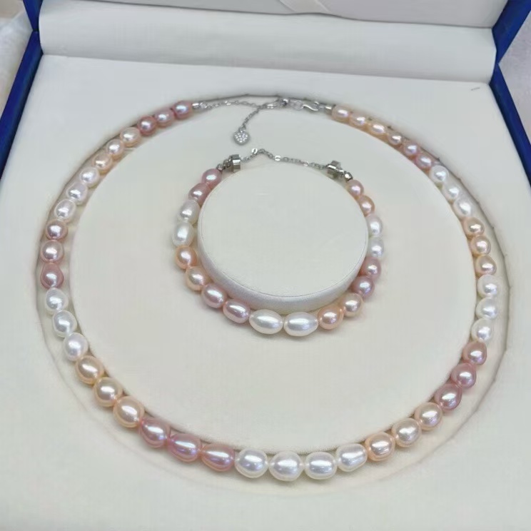 zc1635  S925淡水无核马卡龙（套装）6-7mm