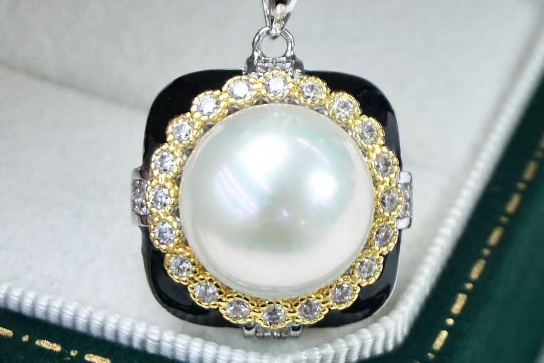 zc1637  S925-淡水有核小香风珍珠吊坠13mm