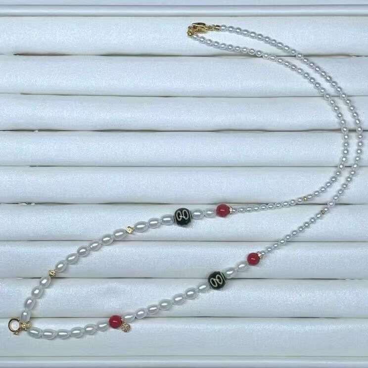 zc1639  合金款天珠淡水珍珠无核万能链-二眼旺姻缘之意3/5mm