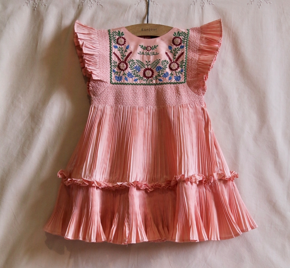 BONJOUR DIARY 荷葉袖柔和百褶洋Dress pleated nude taffetas