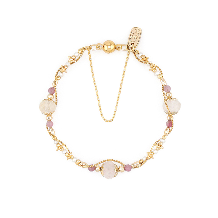 十月誕生石 • 聖誕玫瑰 • 追憶愛情 – 粉晶碧璽 – 手鍊