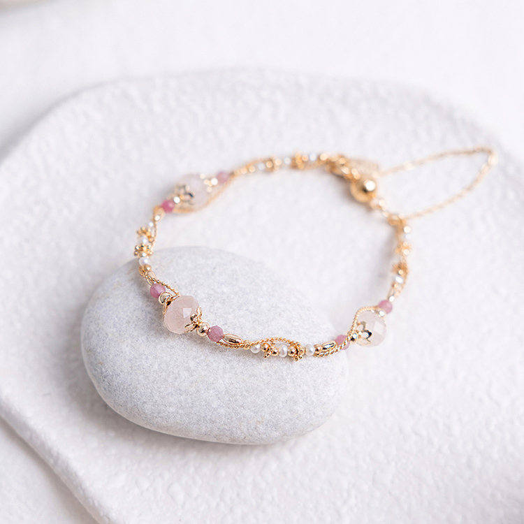 十月誕生石 • 聖誕玫瑰 • 追憶愛情 – 粉晶碧璽 – 手鍊