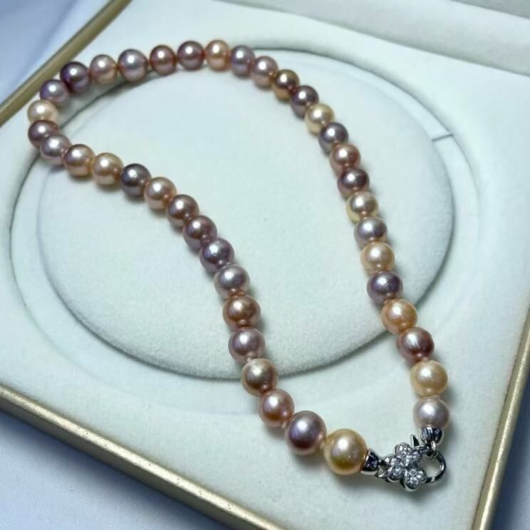 zc1646   S925淡水有核爱迪生彩珠8-10mm