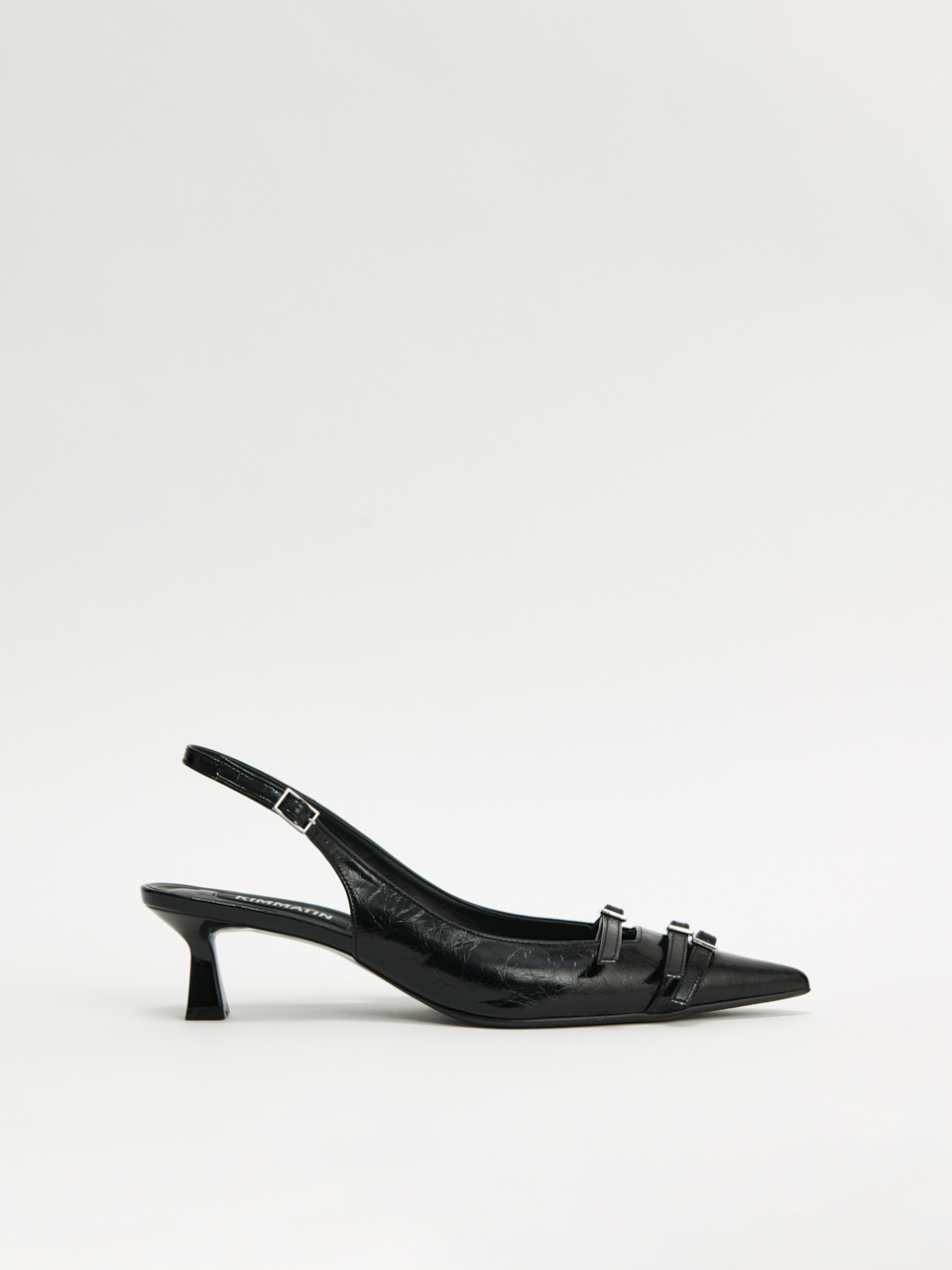KIMMATIN扣環細跟露跟鞋 黑色
