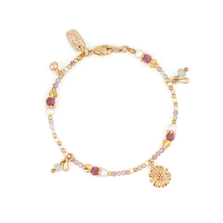 十月誕生石 • 非洲菊 • 幸運 – 粉碧璽 – 手鍊