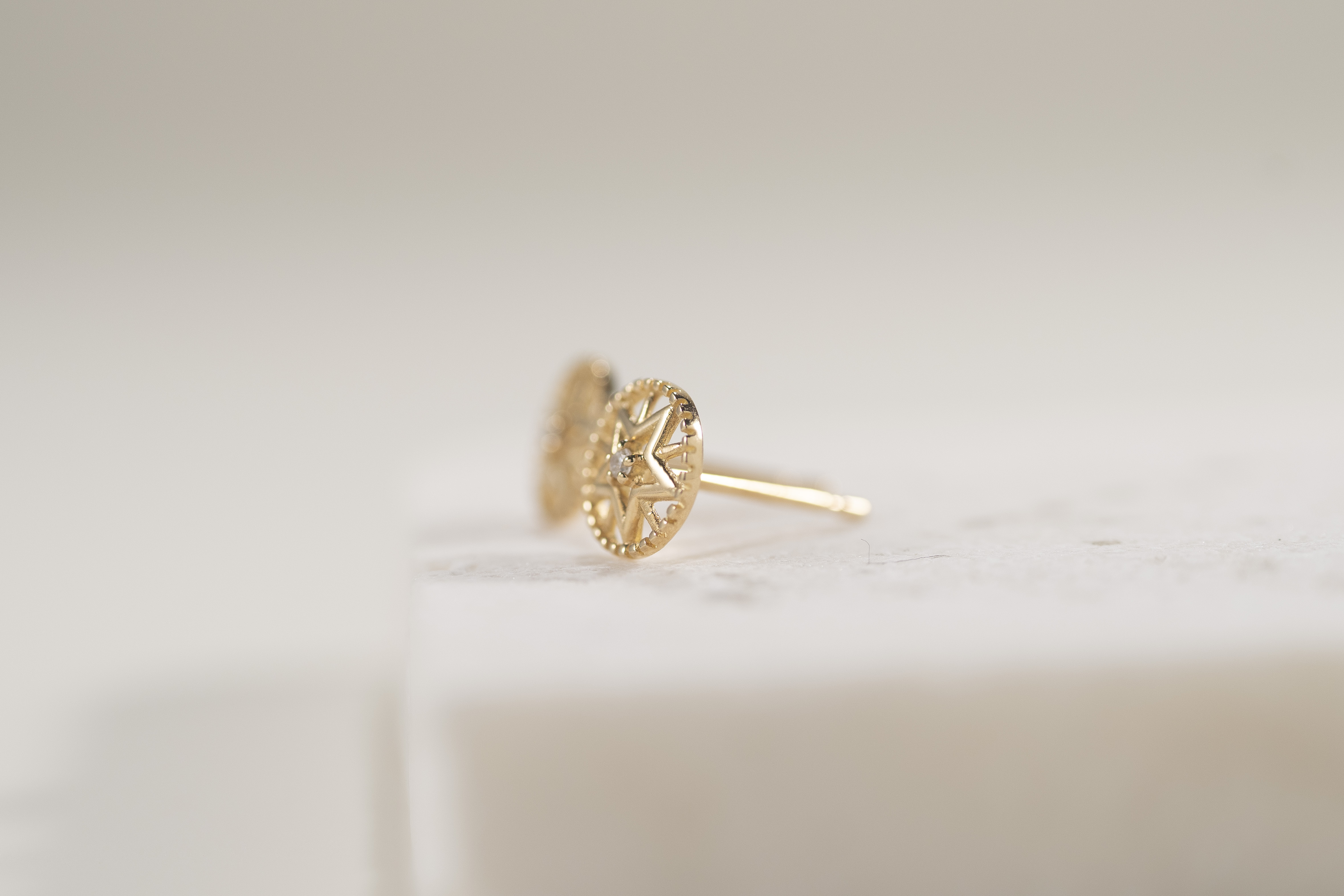 18K Pentacle Diamond Earrings