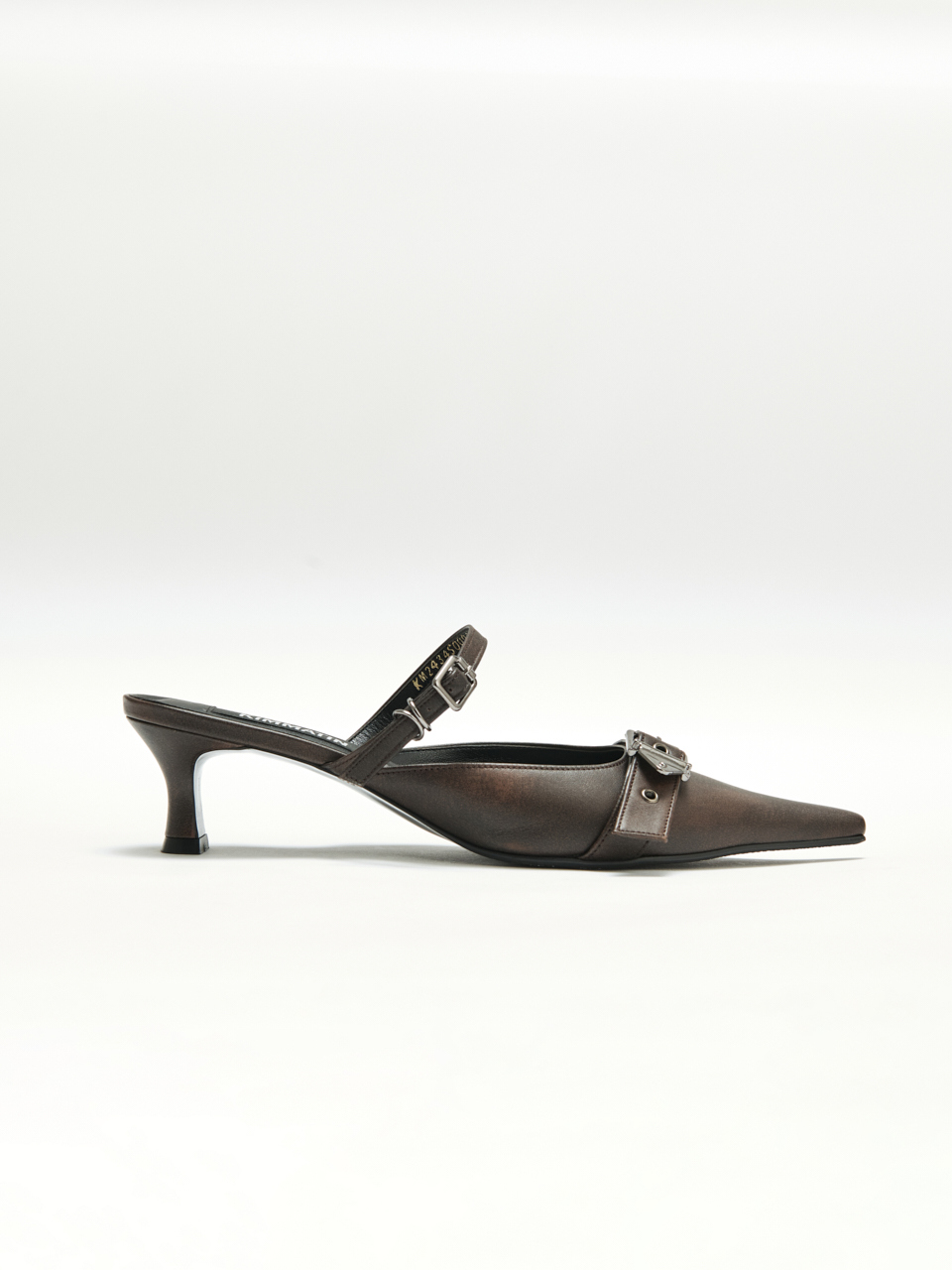 KIMMATIN扣帶細跟穆勒鞋 棕色