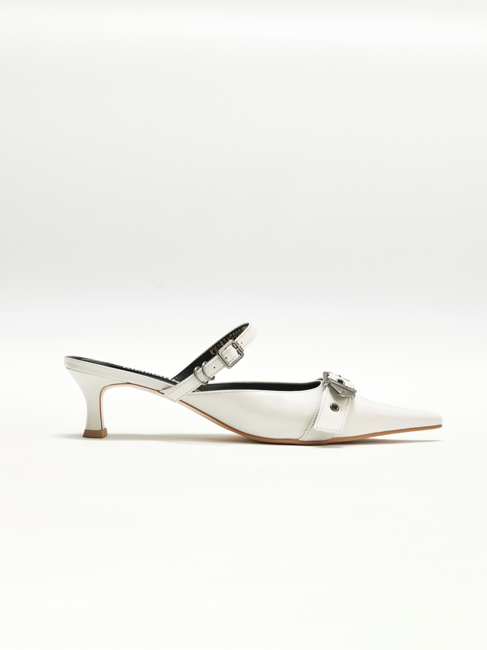 KIMMATIN扣帶細跟穆勒鞋 象牙白