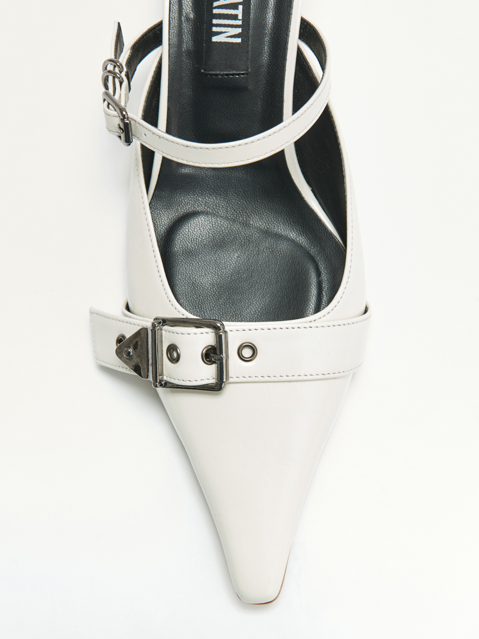 KIMMATIN扣帶細跟穆勒鞋 象牙白