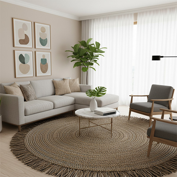 天然黃麻混色手編地毯