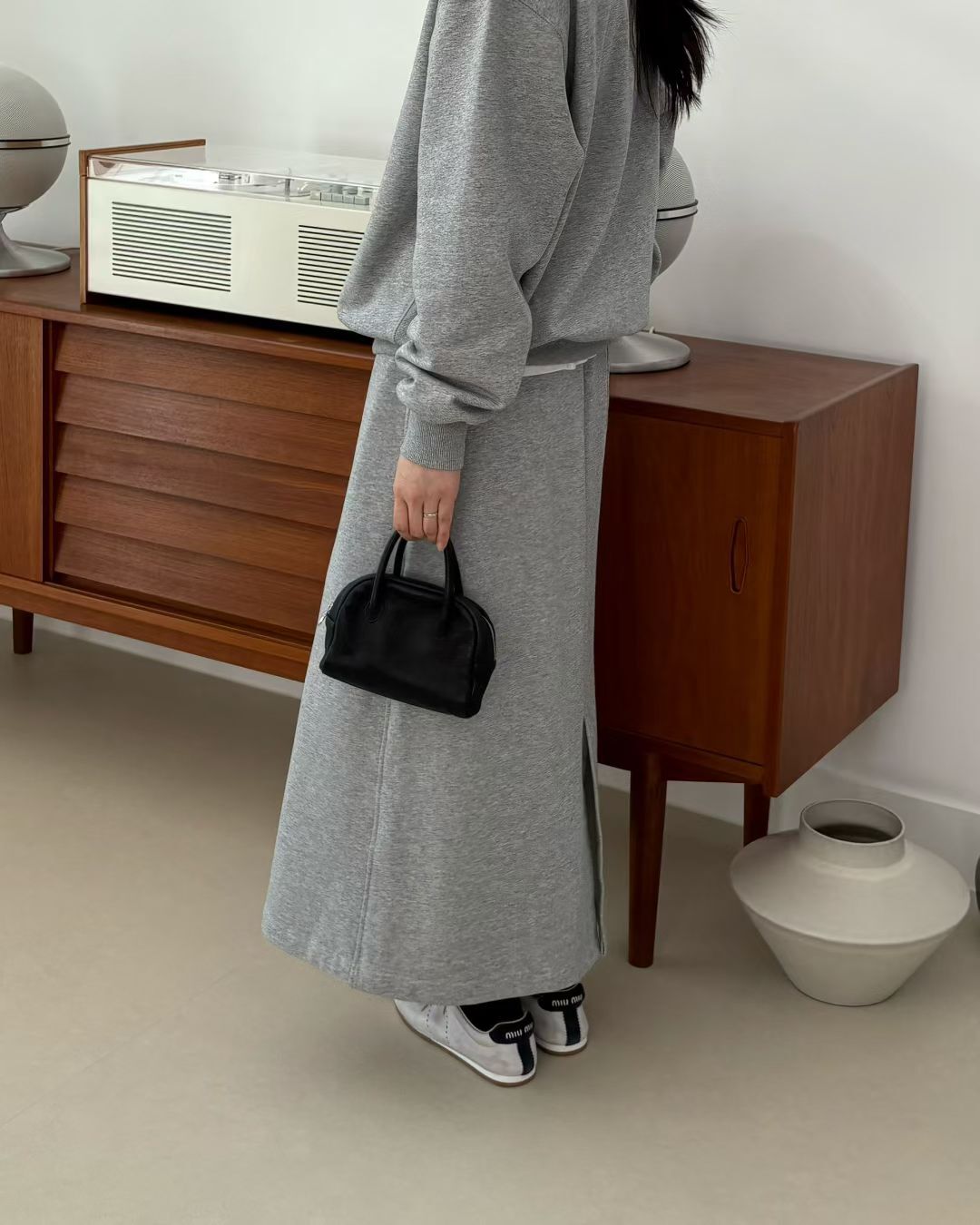 PE5011 慵懶感裡料拉絨半裙