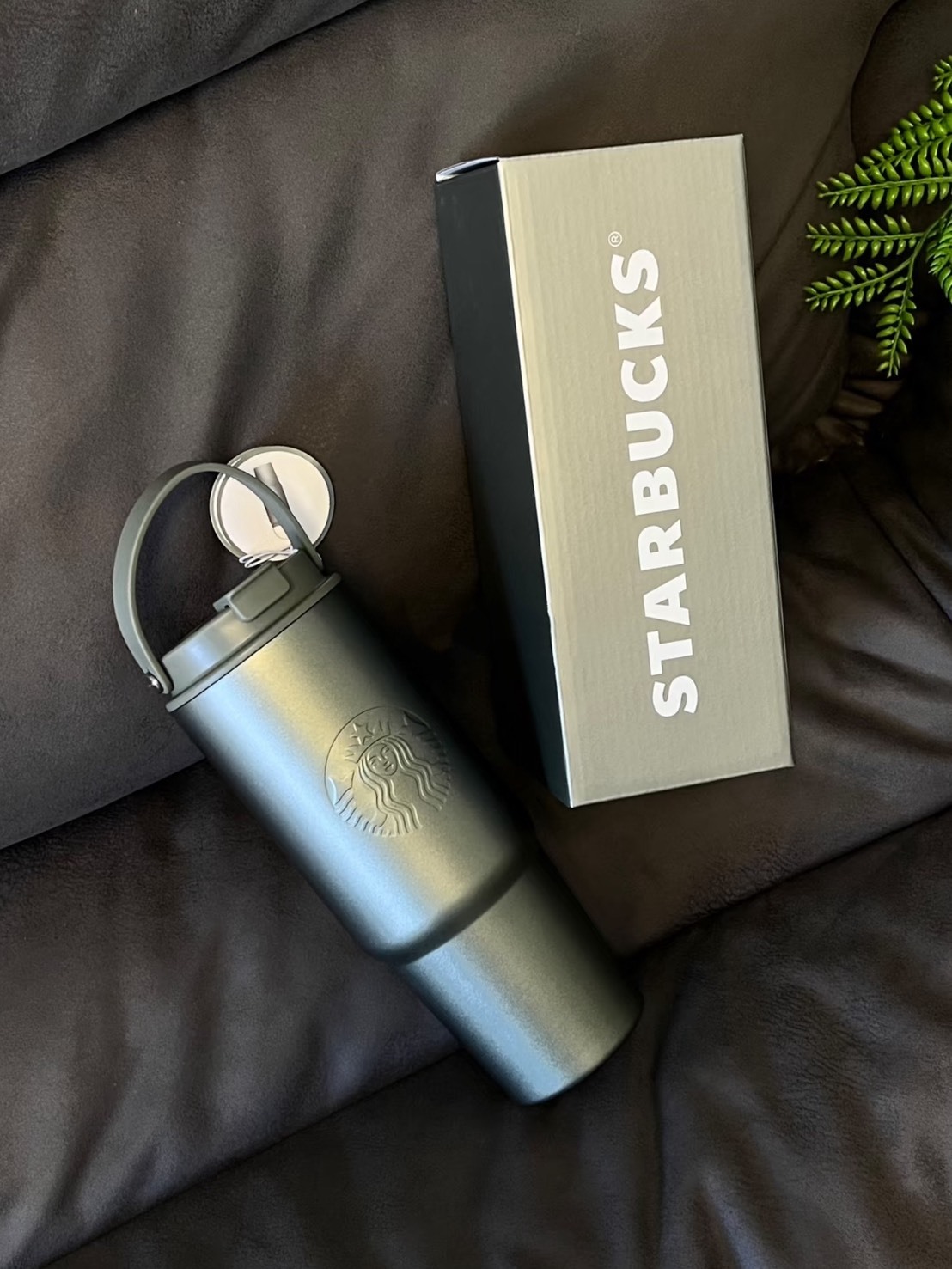 STARBUCKS 星巴克 消光灰綠 雙飲口 不鏽鋼 隨行杯 800ML