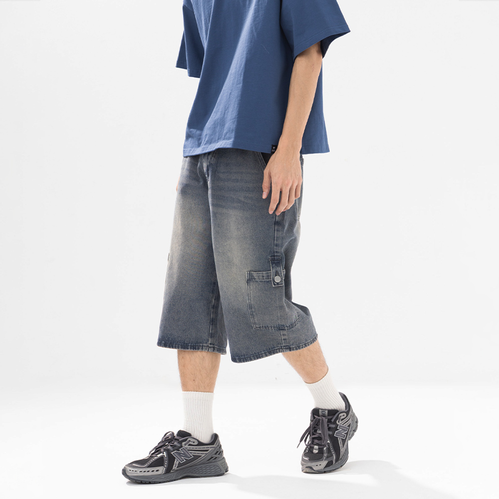 Men's Retro Washed Denim Capri Pants - Light Blue S-XL【04011848】in stock+pre-order