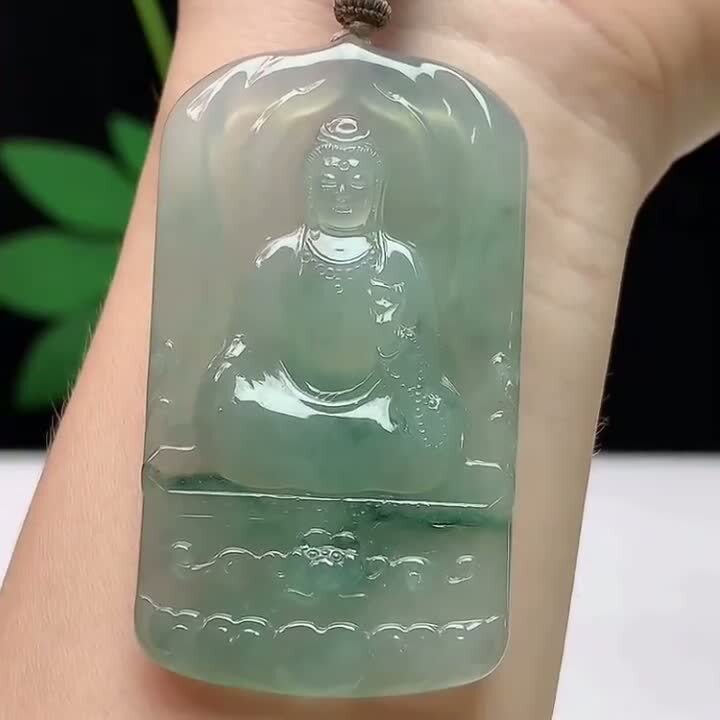 翡翠冰種飄花觀音,天然翡翠A玉, 緬甸玉, Jade, Jadeite