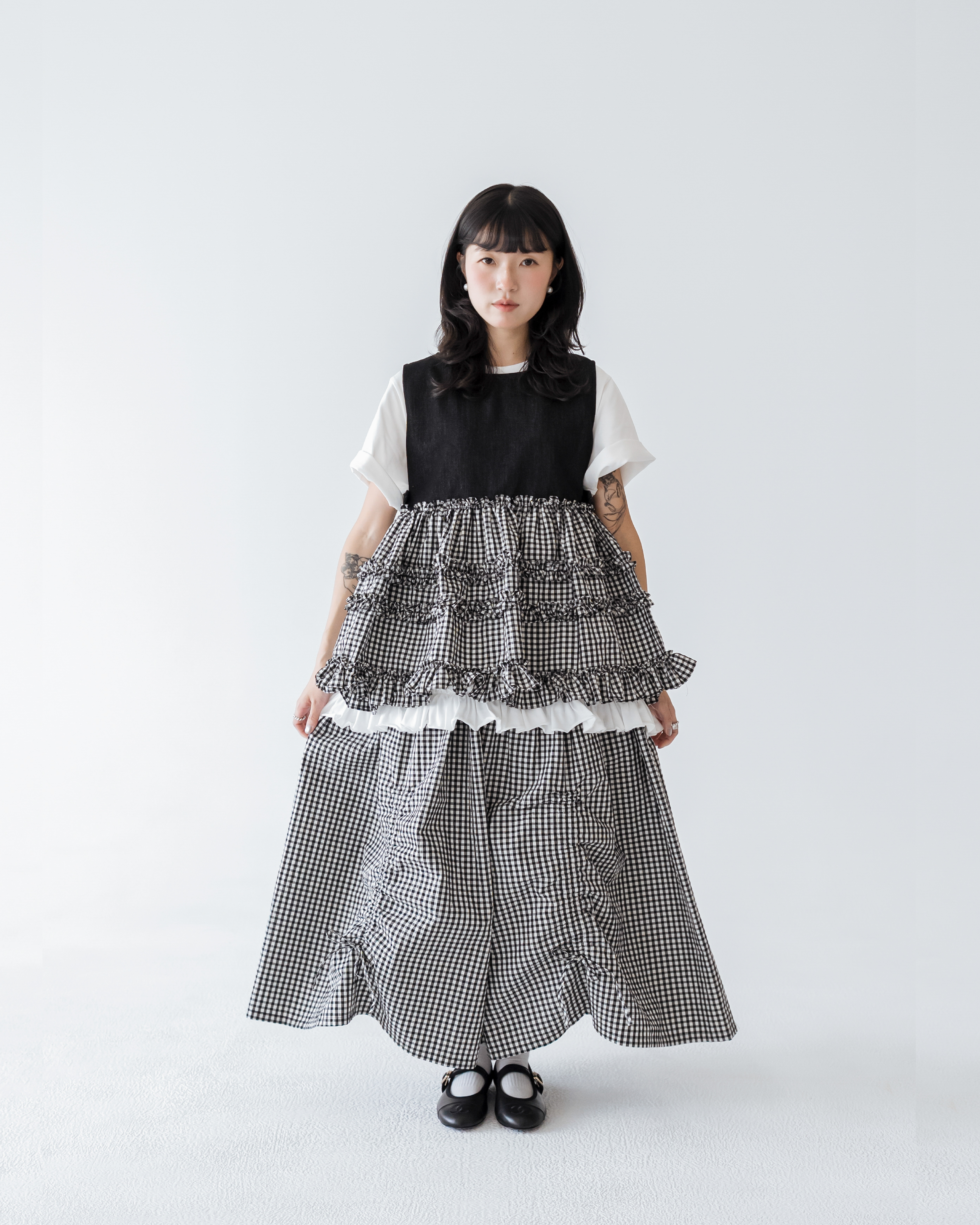 【 Kiki.co Made 】Kiki And Bouba Plaid and Denim Multi Way Vest