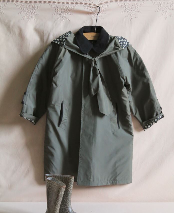 BONJOUR DIARY 防潑水卡其綠風衣 Trench coat khaki green waterproof fabric