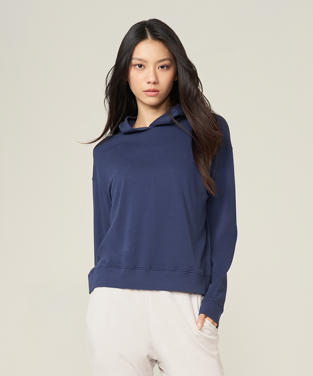 自由空間-卷卷棉 輕彈棉柔女連帽長袖衫 UE0D2125