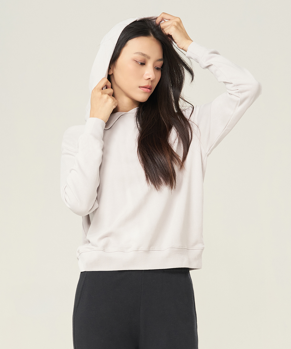 自由空間-卷卷棉 輕彈棉柔女連帽長袖衫 UE0D2125