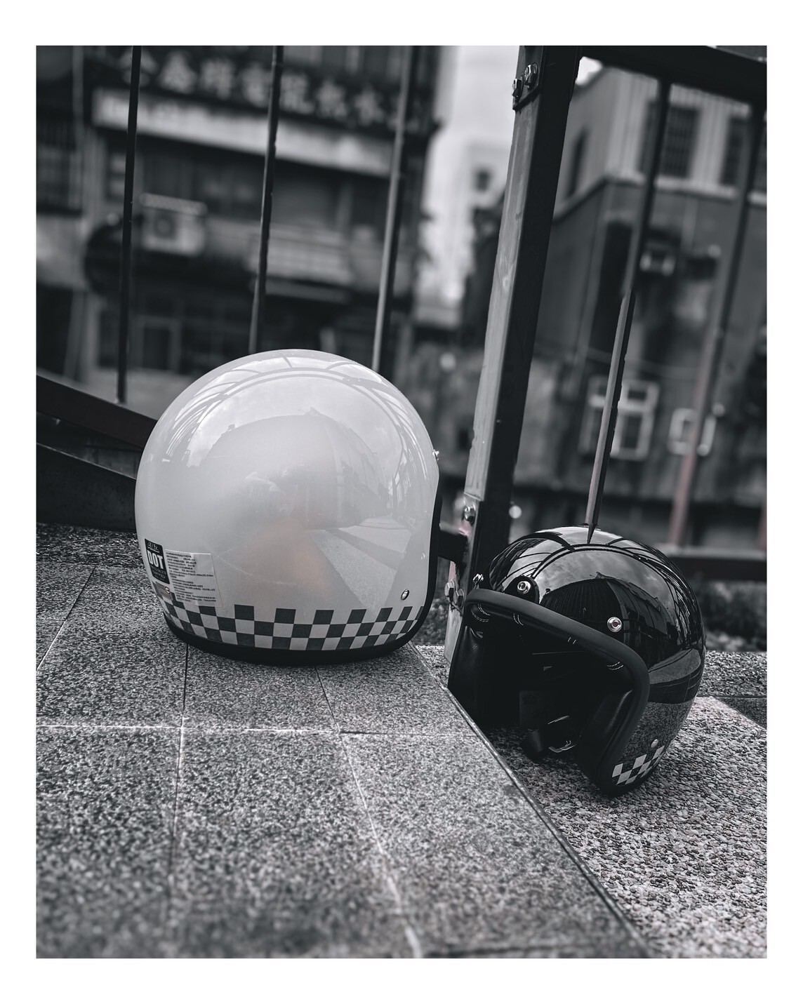 AMZ COSTA 818 彩繪 方格旗黑白 3/4罩 復古帽 安全帽