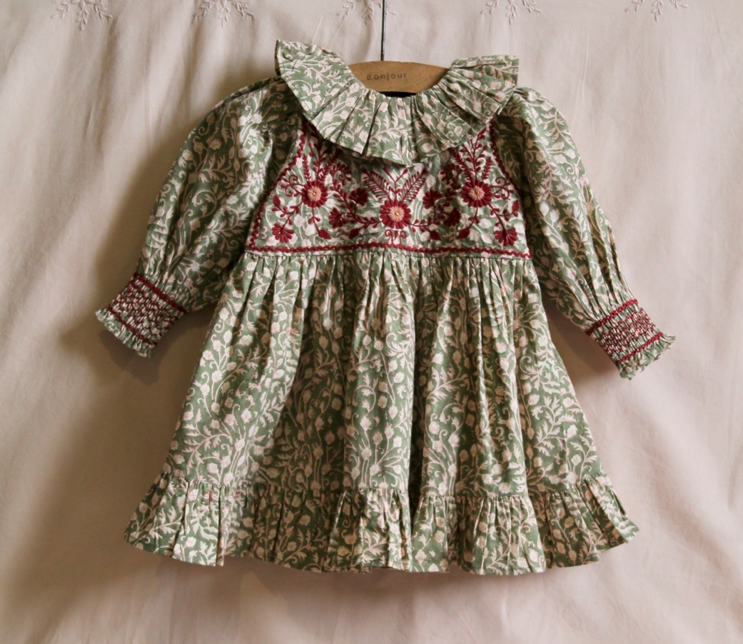 BONJOUR DIARY 森林系圖騰洋Iris tunic leaf block print