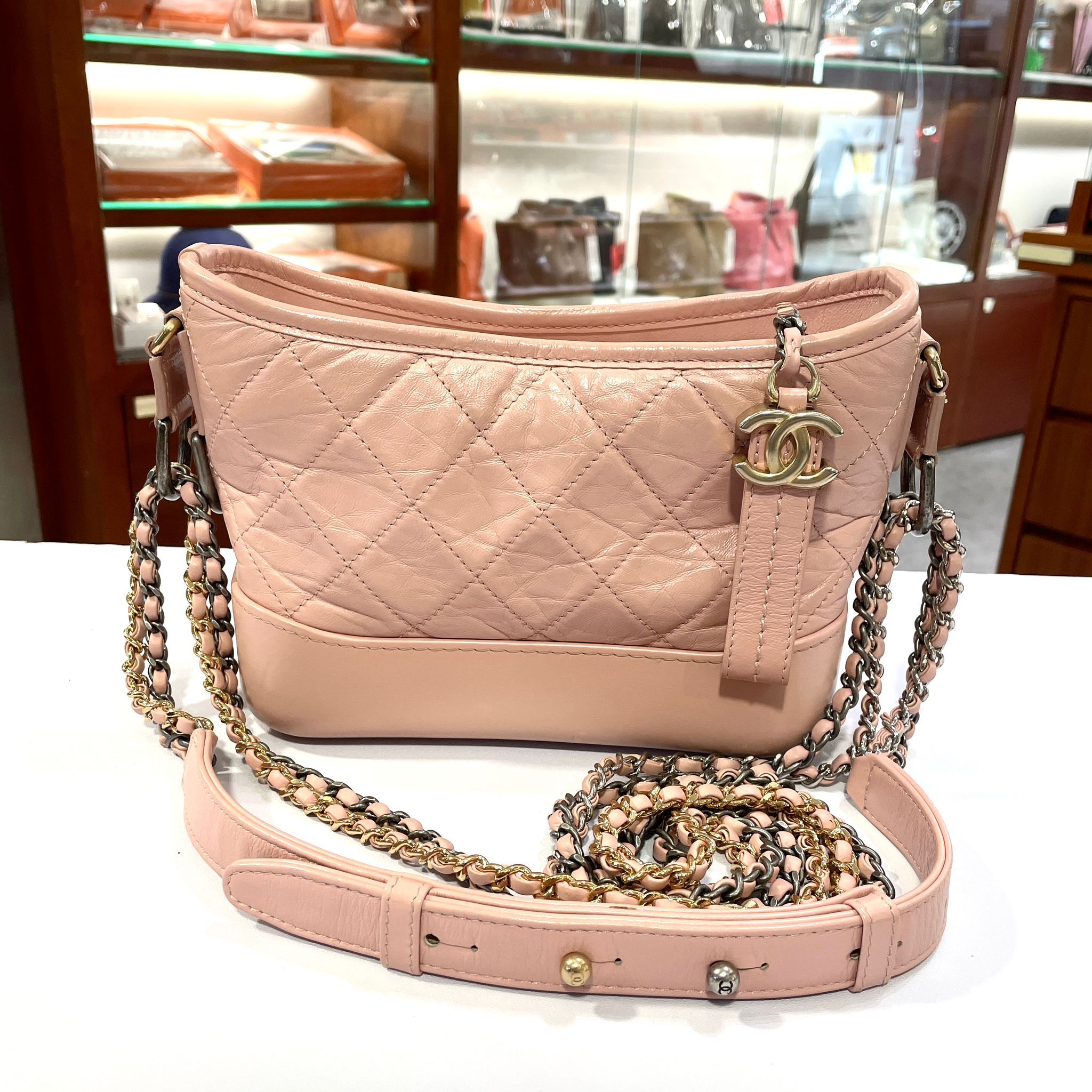 95%NEW二手 A91810 粉色牛皮 流浪包小碼  Gabrielle Small  #香榭站正品