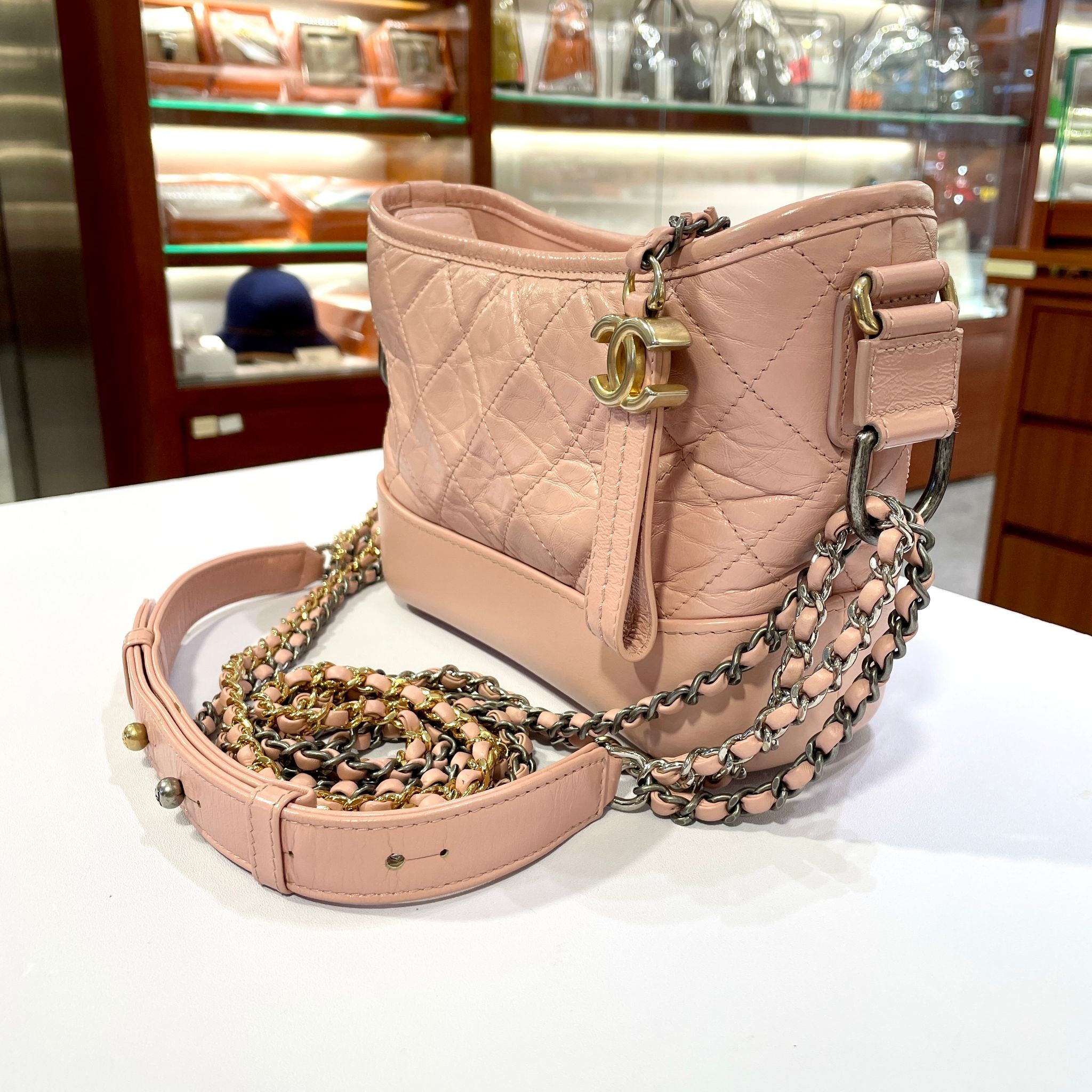 95%NEW二手 A91810 粉色牛皮 流浪包小碼  Gabrielle Small  #香榭站正品