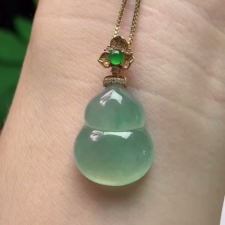 翡翠冰種飄花葫蘆,天然翡翠A玉, 緬甸玉, Jade, Jadeite