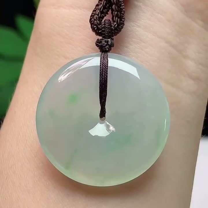 翡翠冰種飄綠平安扣 (30.4mm直徑),天然翡翠A玉, 緬甸玉, Jade, Jadeite