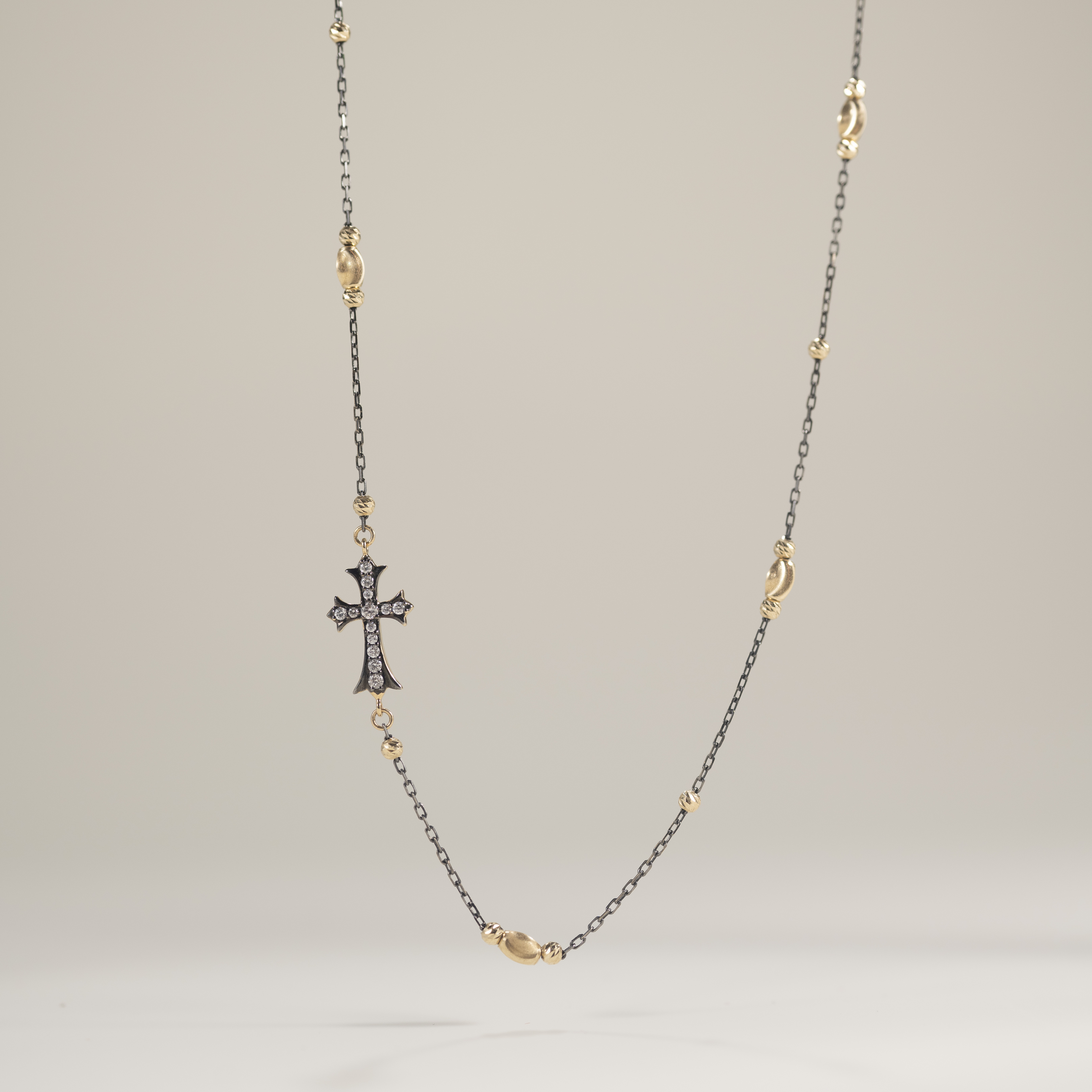 18K Dark Academia Black & Yellow Diamond Necklace