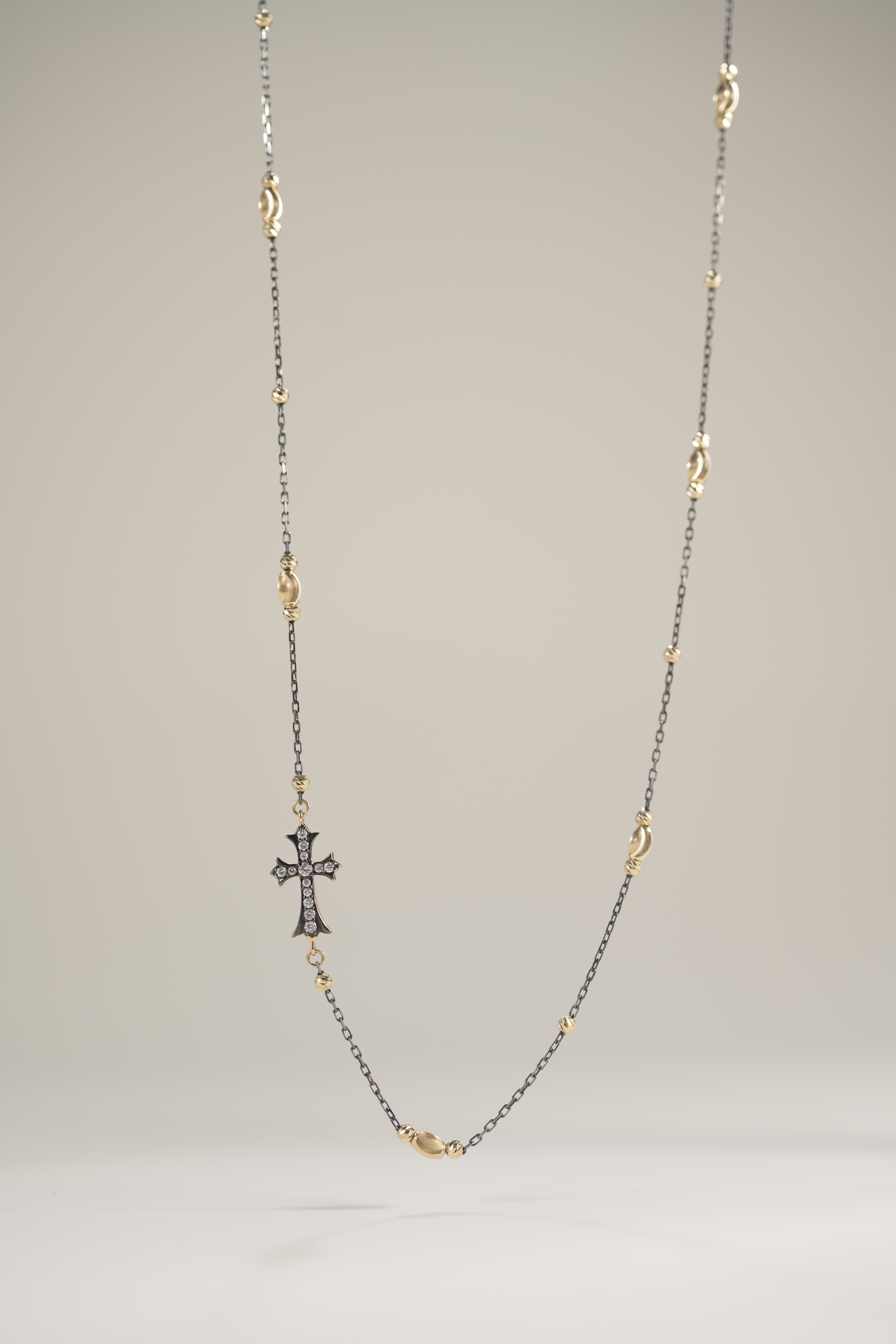 18K Dark Academia Black & Yellow Diamond Necklace