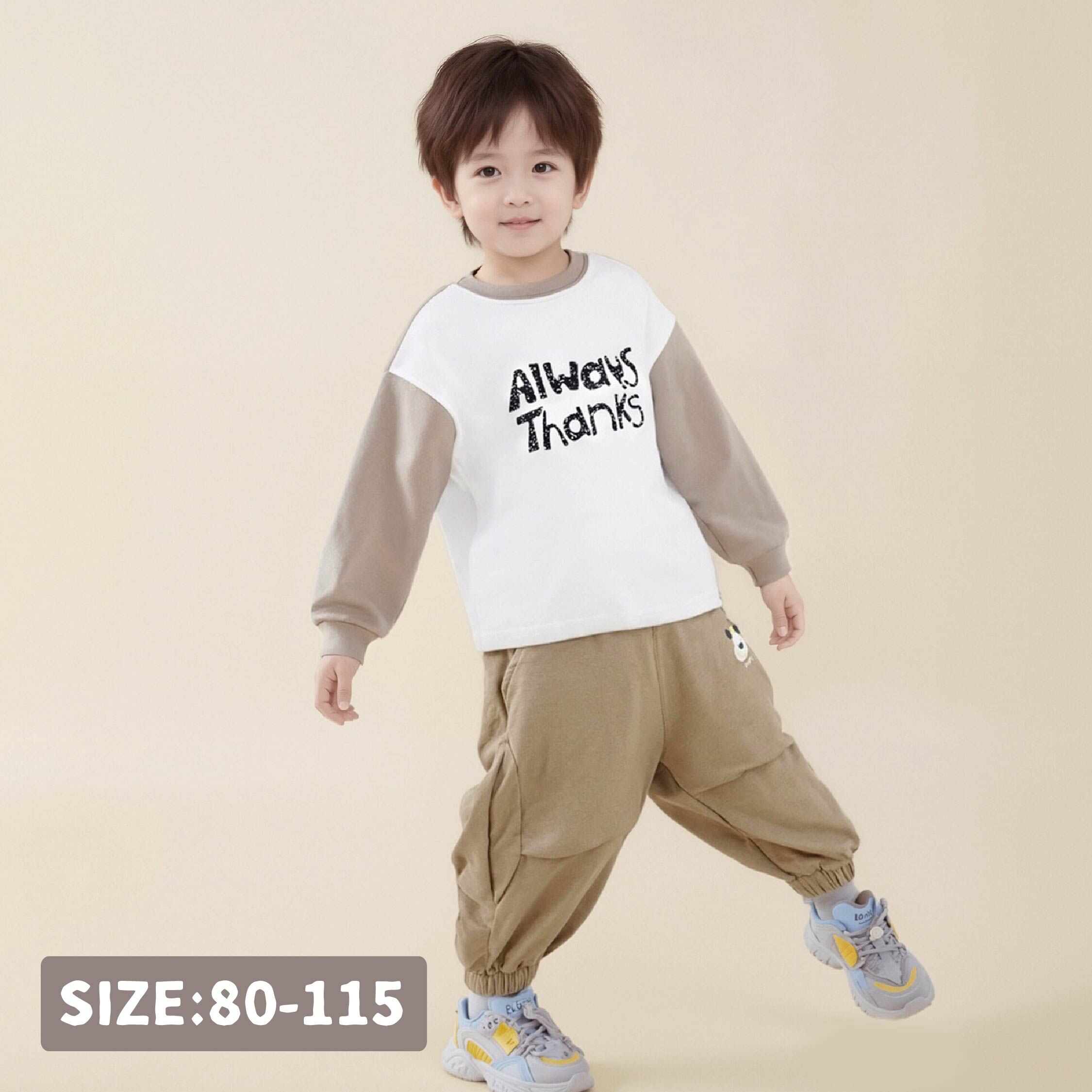 【H55485】斑駁英字設計拼接袖上衣＊二色