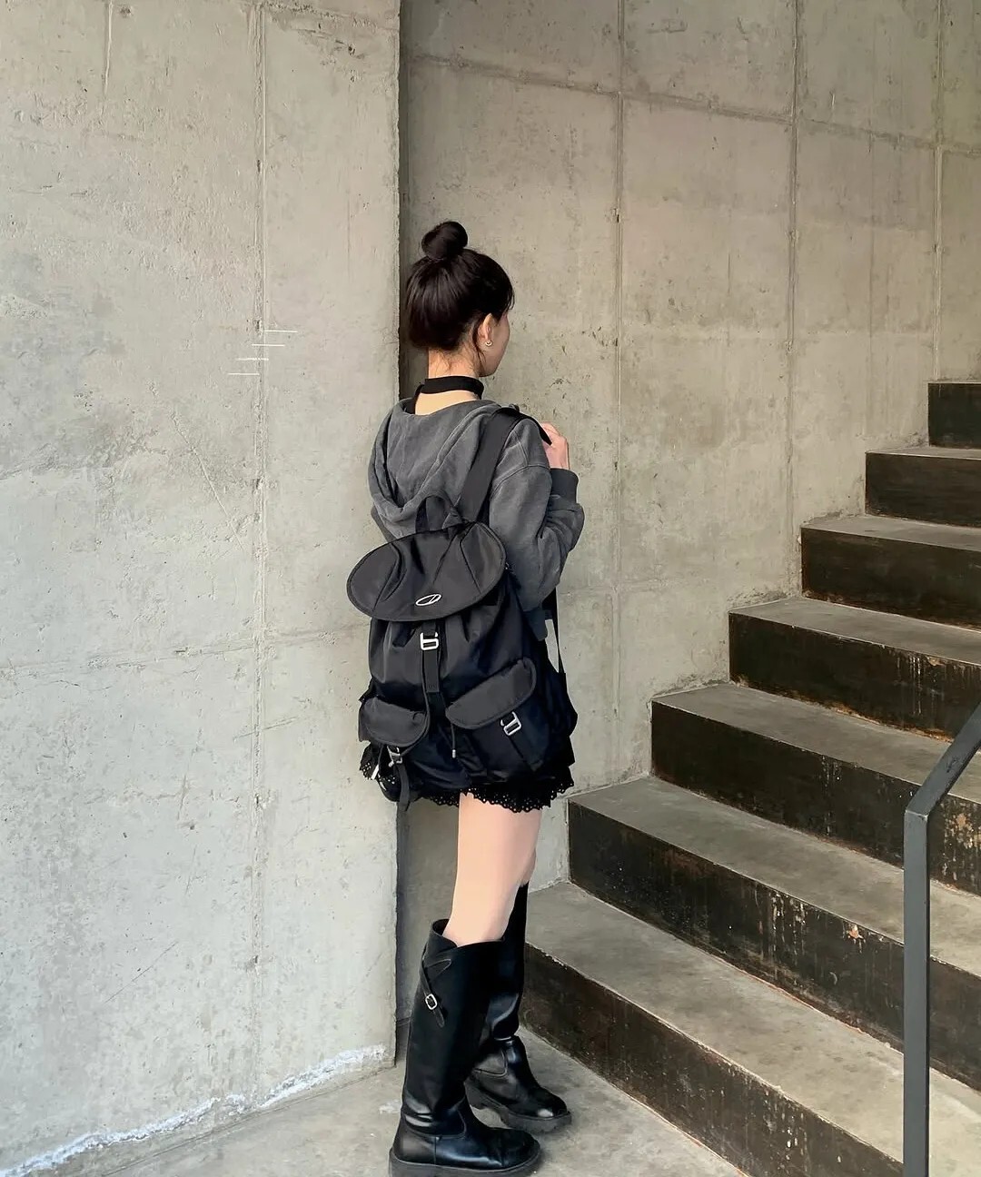 【OWN】ODDSTUDIO 雙袋 後背包 小包 尼龍 基本款 簡約 方便 筆電 黑色 韓國限定