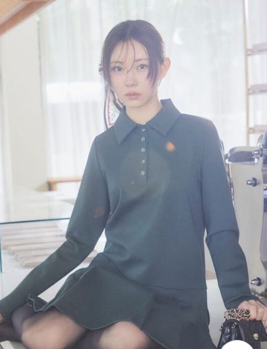 [預購] 折扣 SNIDEL 翻領百褶針織短洋裝