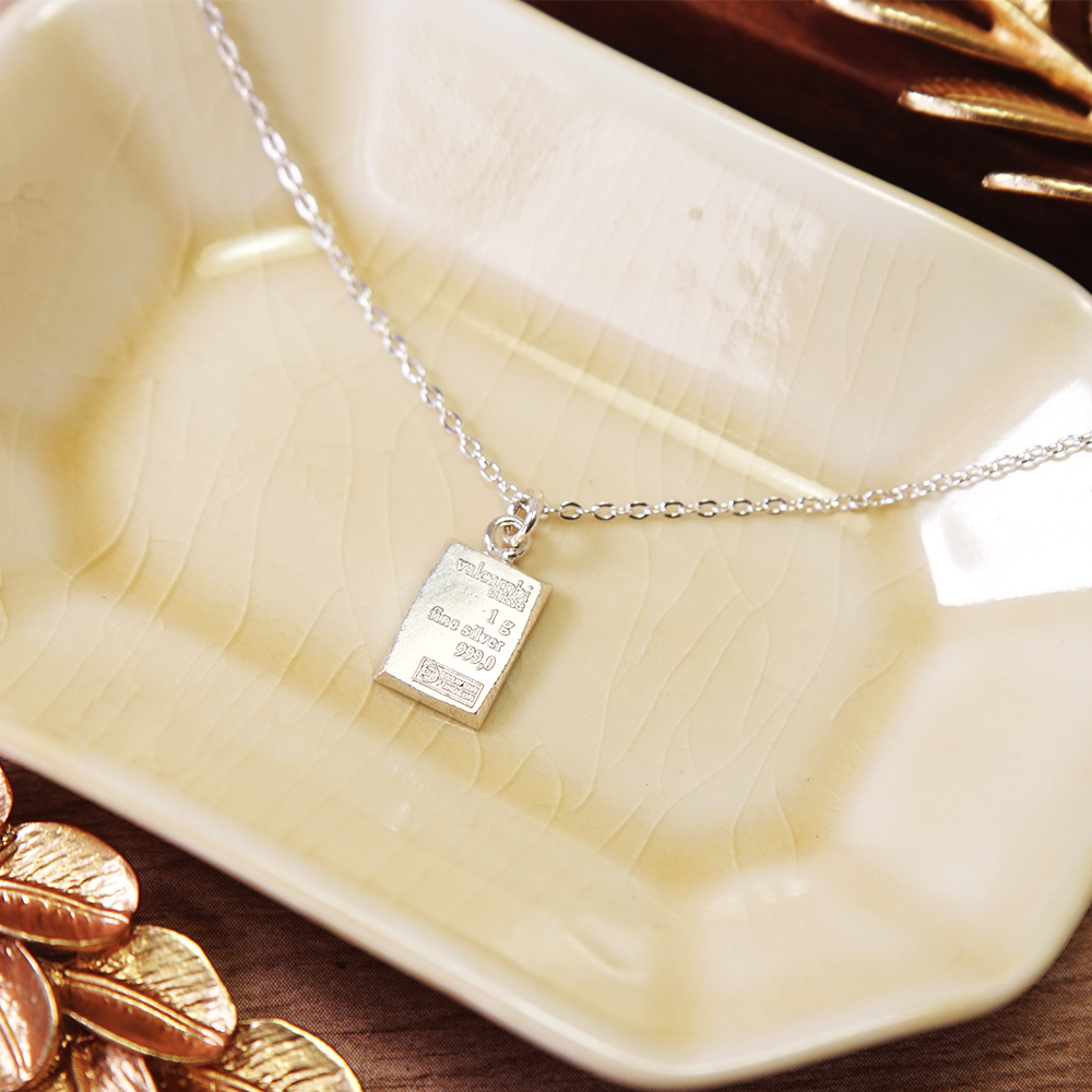 99.9%巧克力小銀磚 925純銀項鍊 女生項鍊