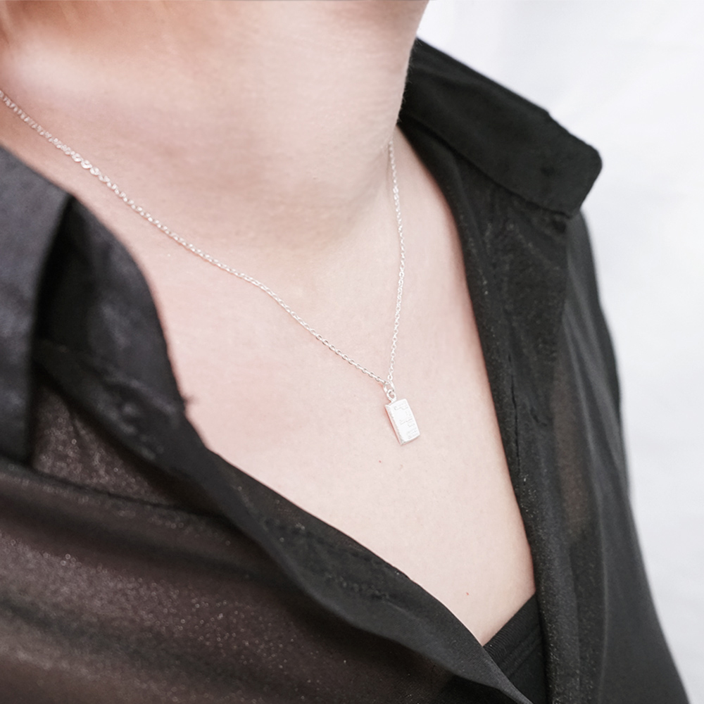99.9%巧克力小銀磚 925純銀項鍊 女生項鍊