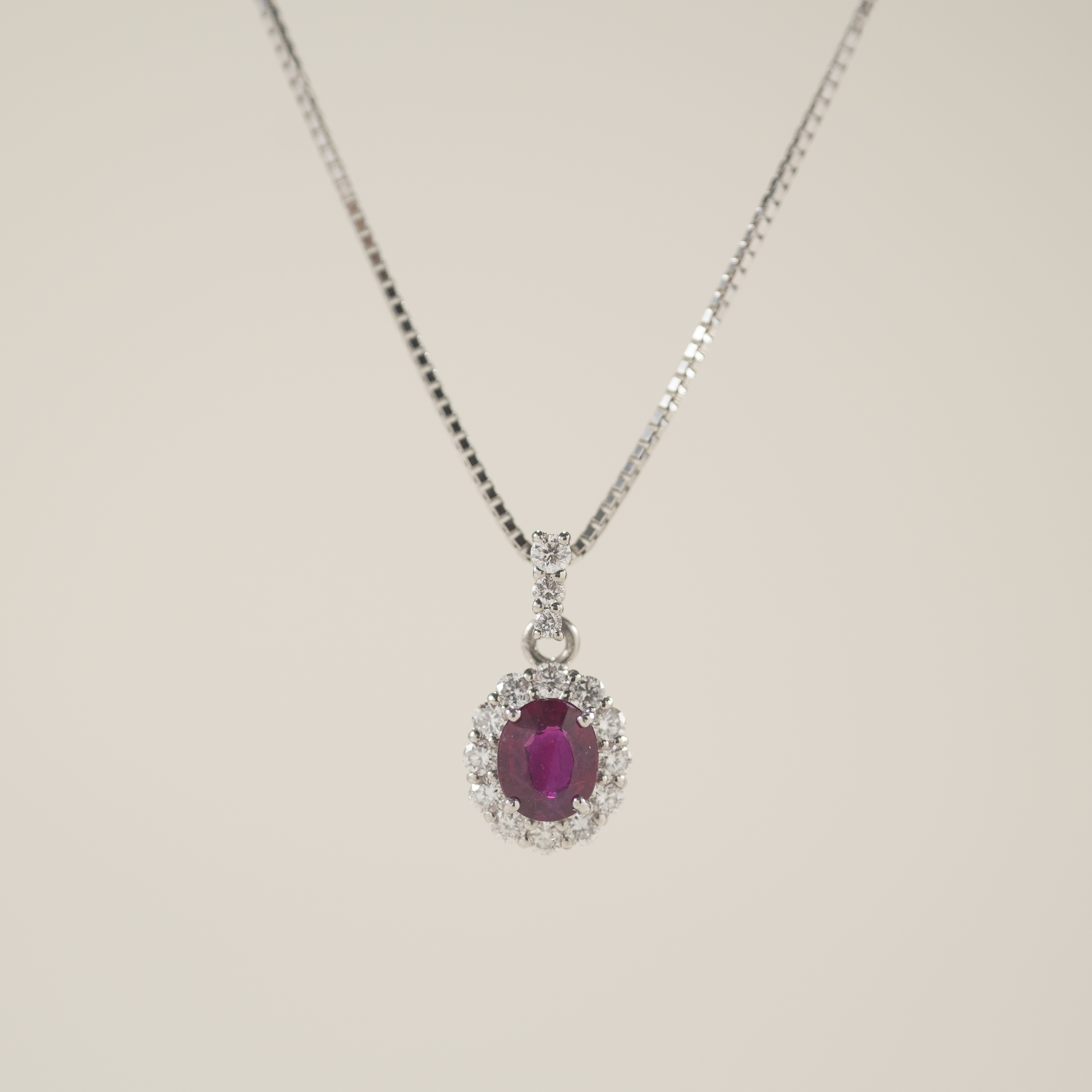 PT900 Pigeon Blood Ruby Diamond necklace