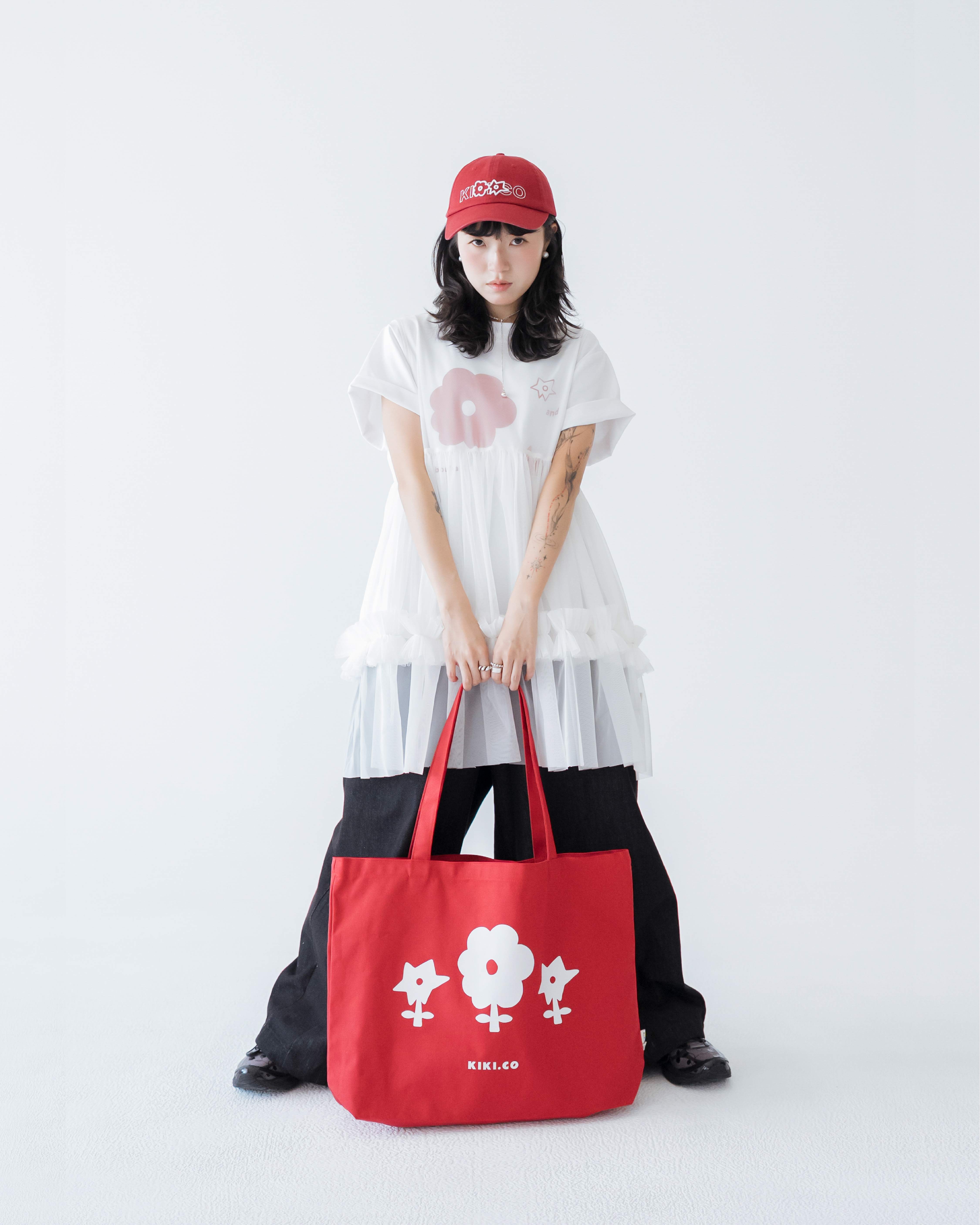 【 Kiki.co Made 】Kiki And Bouba Colorful Tote - Red