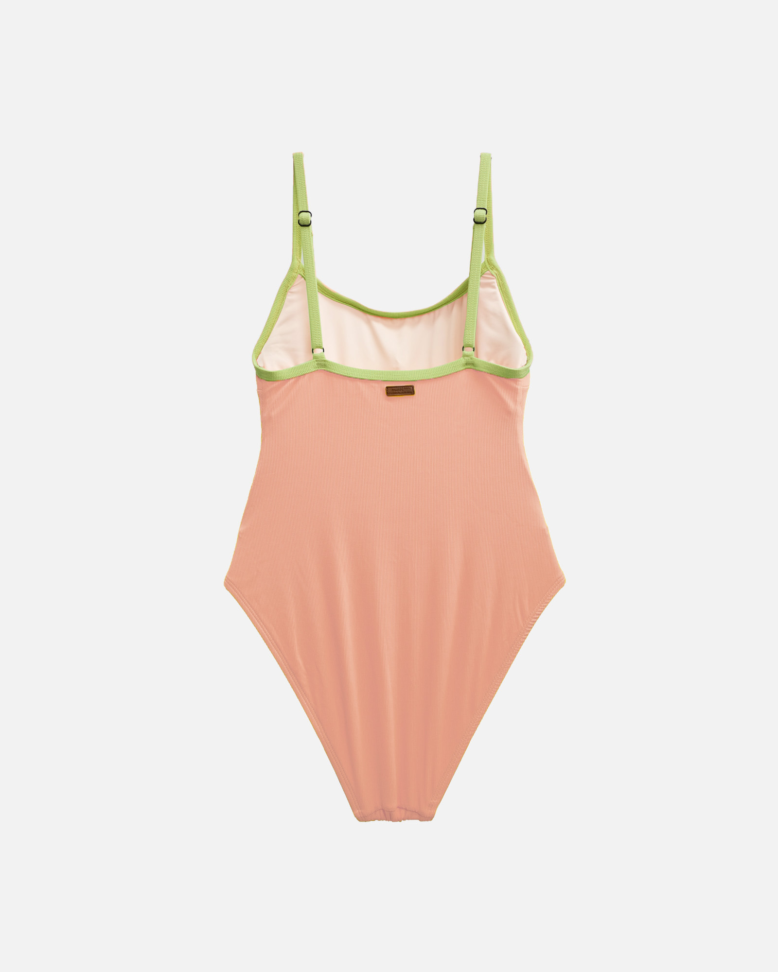 【羅紋粉橘汽水x奶昔綠邊】BUNA 細肩美胸包臀連身泳裝