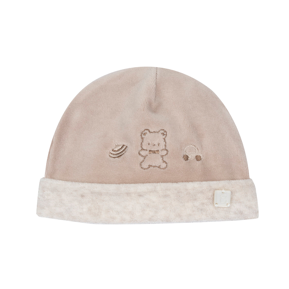 可可小熊-剪毛絨反折嬰兒帽
