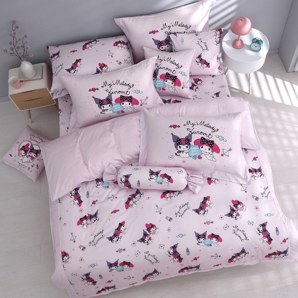 酷洛米&美樂蒂床包兩用被組｜精梳棉｜心型花園 花園款