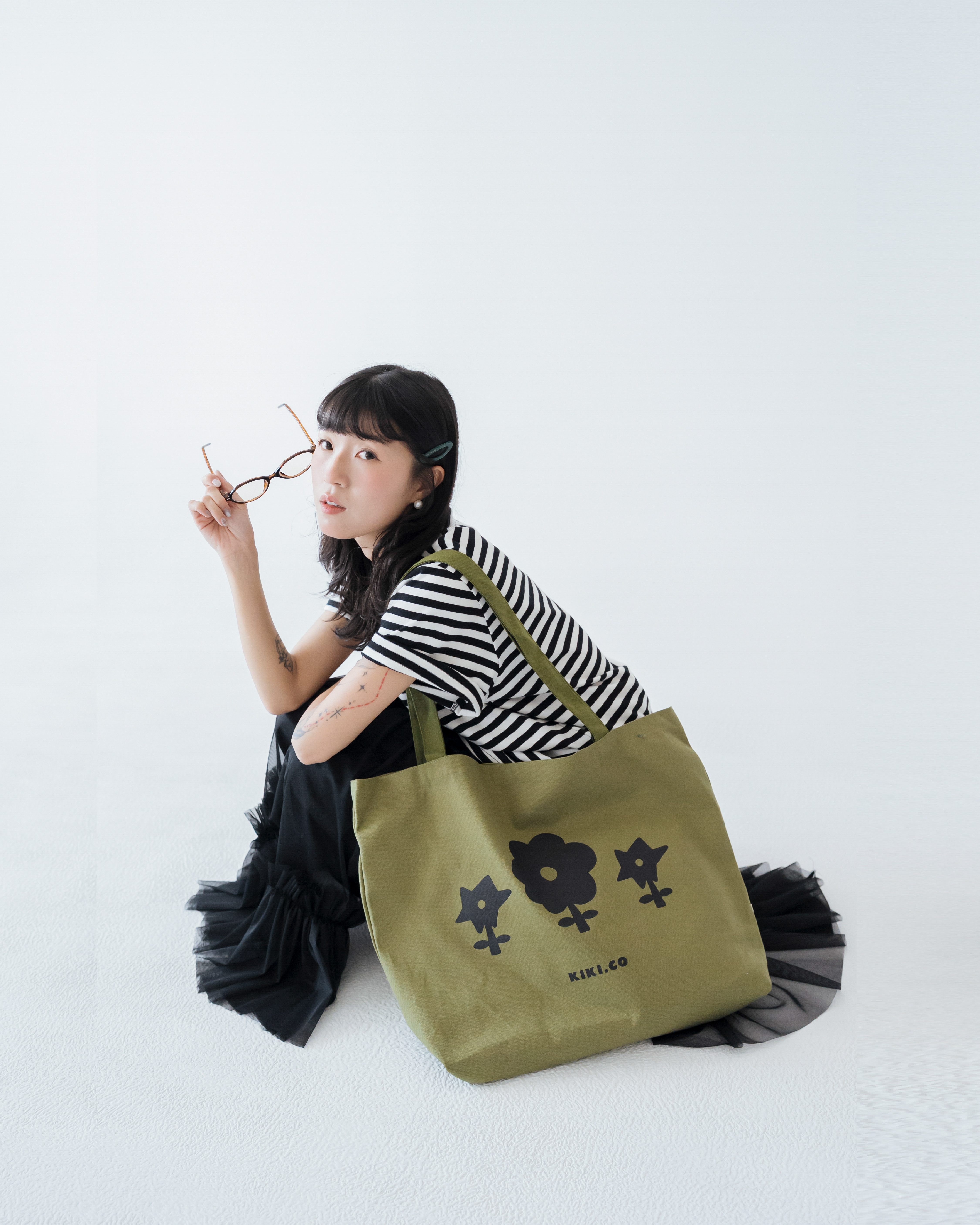 【 Kiki.co Made 】Kiki And Bouba Colorful Tote - Green