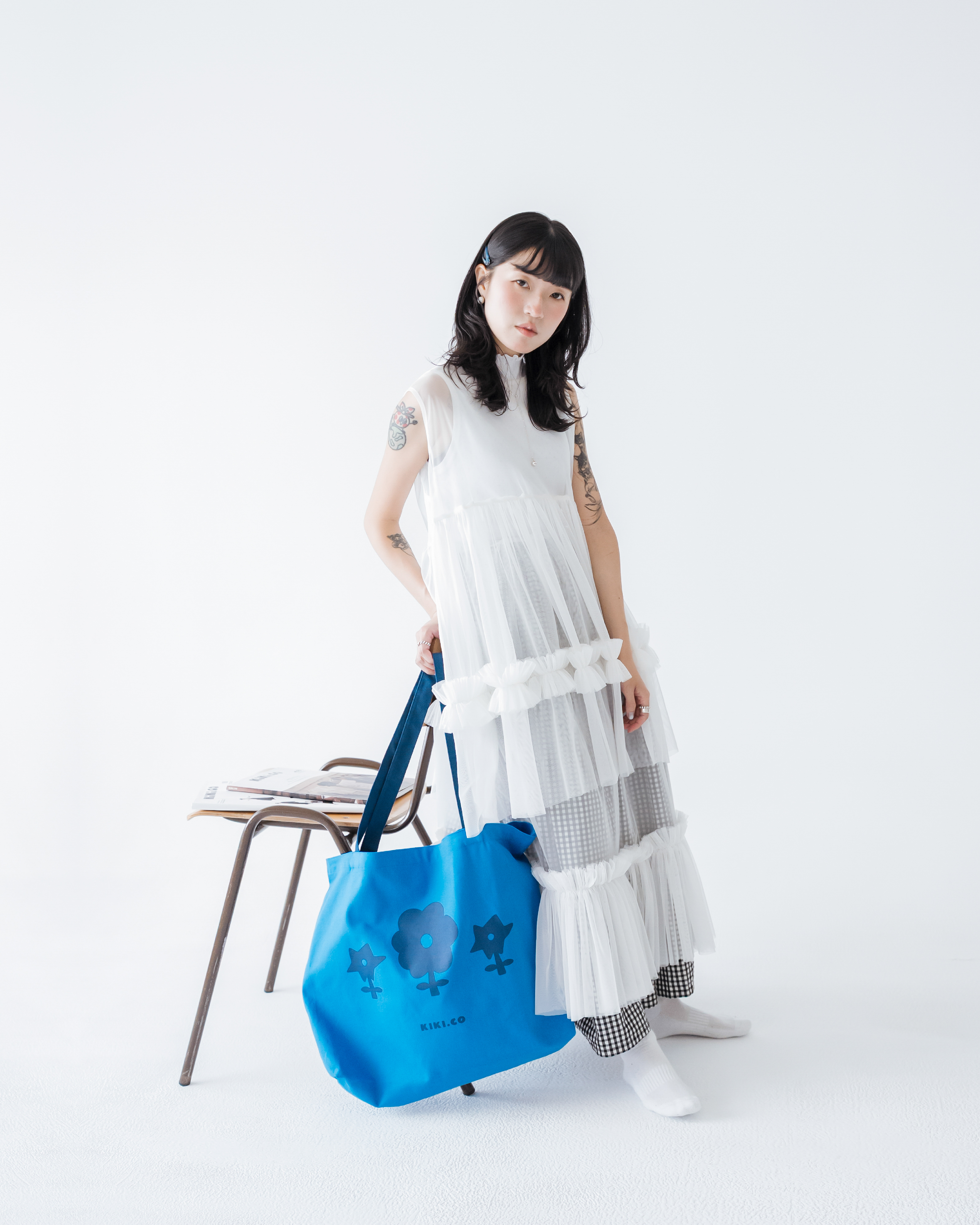 【 Kiki.co Made 】Kiki And Bouba Colorful Tote - Blue