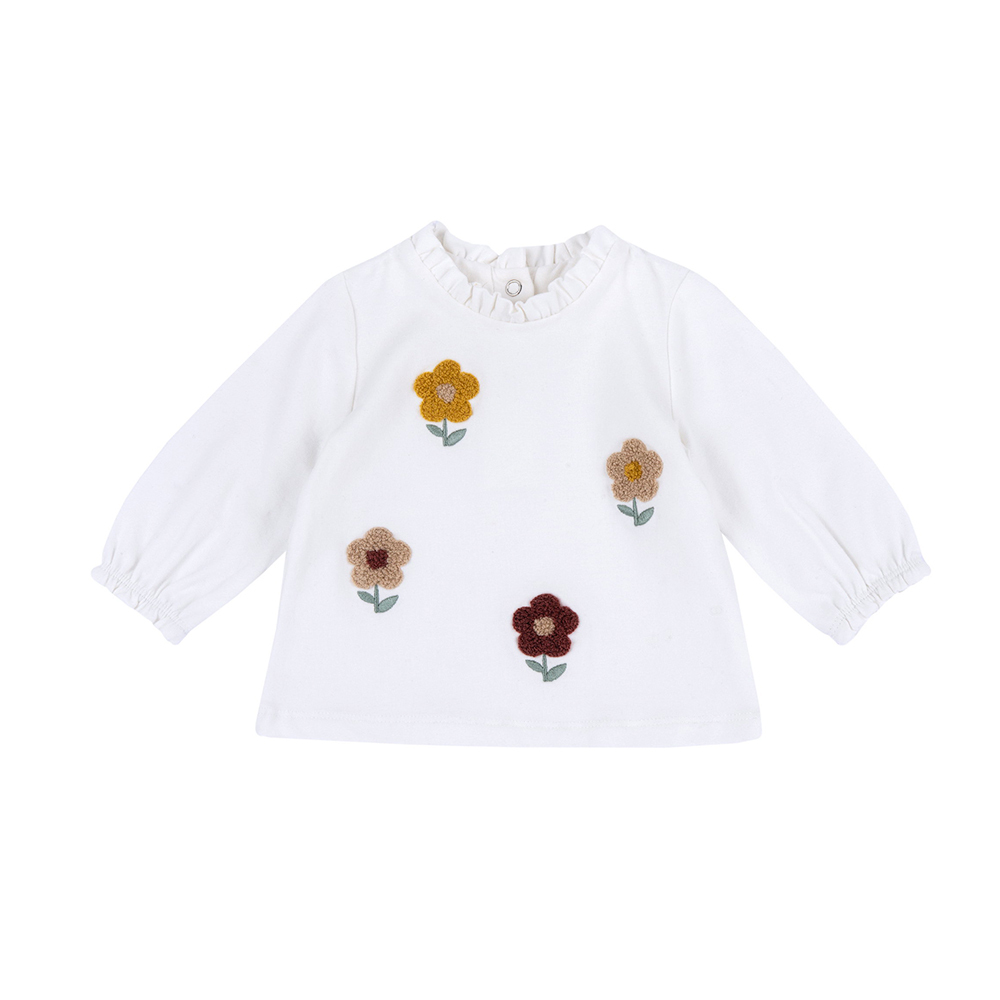 夢幻花朵-毛巾繡花朵長袖上衣