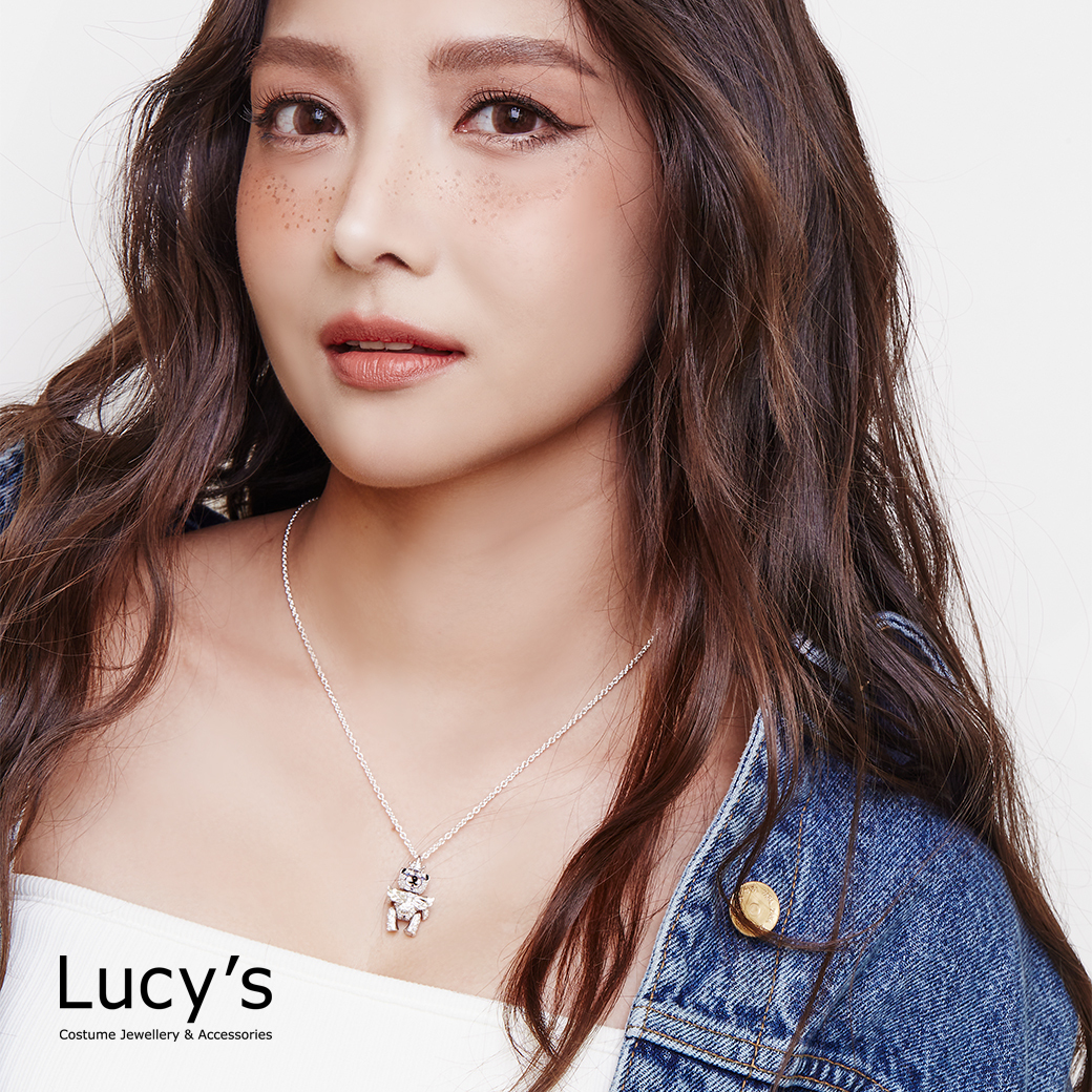 純銀寶石小熊系列｜滿鑽天使小熊 項鍊 (127155)