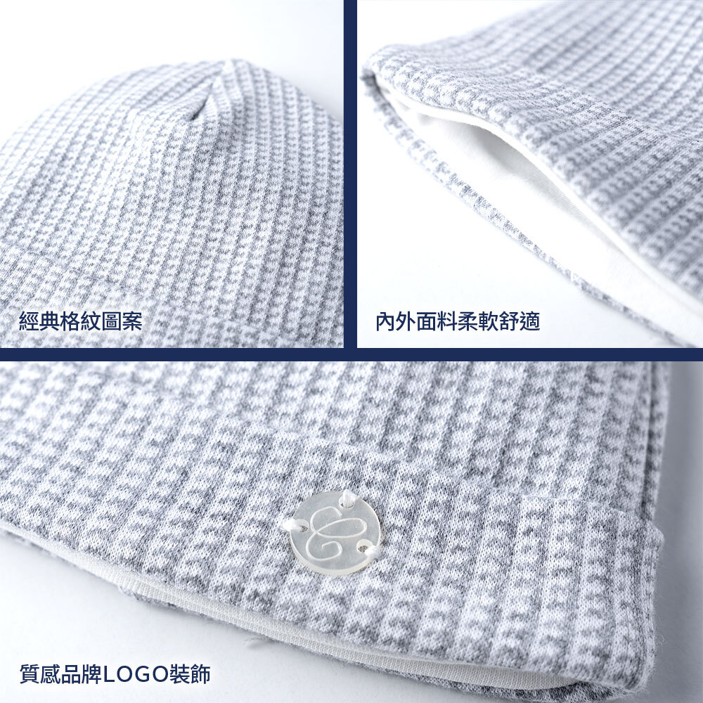 冬雪-灰格反折嬰兒帽