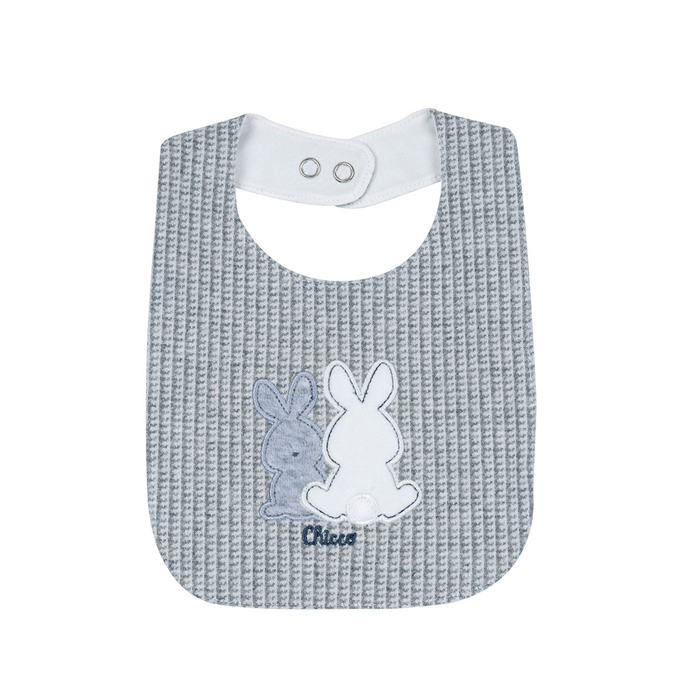 冬雪-灰格繡圖圍兜