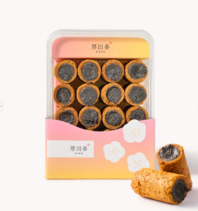 厚田春 - 【濃餡蛋捲】厚香芝麻奢蛋捲分享盒 250g  常溫保存 2 個月 /急凍保存7-8個月 (急凍 -18°C)